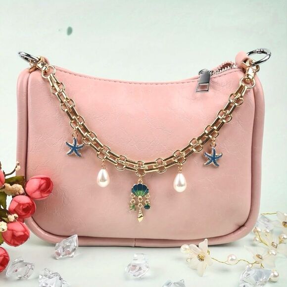 Under the Sea Starfish,Clam and Pearl Bag Charm - Picture 1 of 5